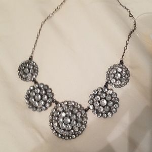 Silver rhinestone statement necklace